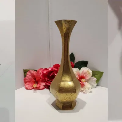 Vintage Brass Gold Metal  Vase (Pitol)